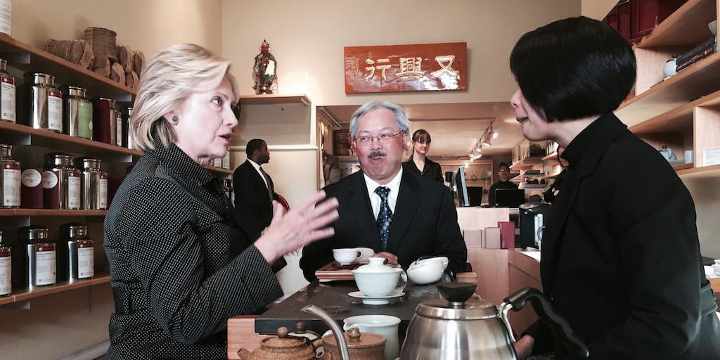 Hillary Clinton with San Francisco Mayor Ed Lee