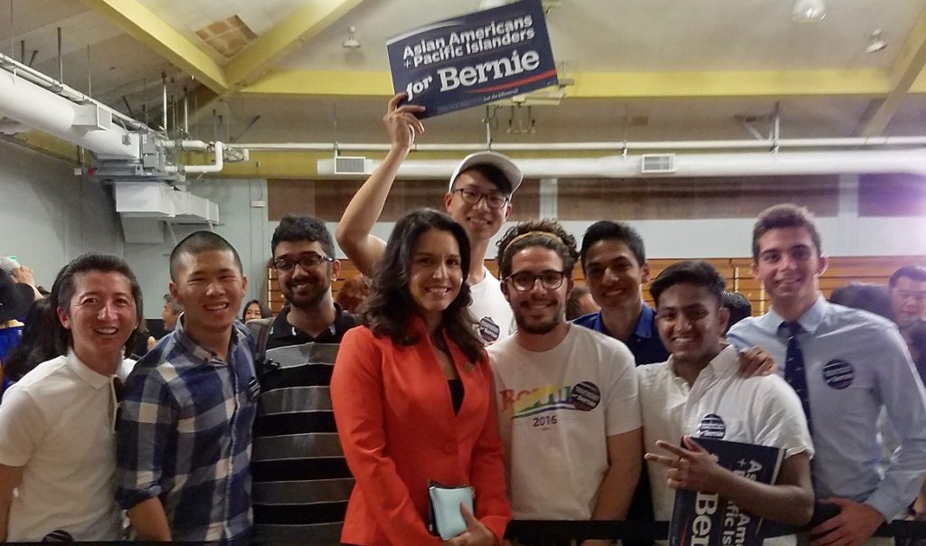 Tulsi Gabbard with Bernie Sanders supports