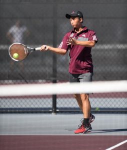 Photo: Luke Tsai, who posted a 6-0, 6-0 win verus Amherst in his hometown