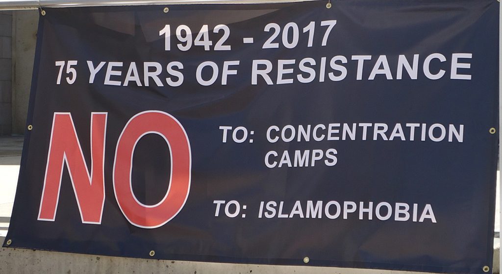 Islamphobia protest sign