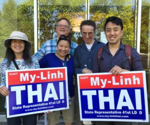 My-Linh Thai with campaign volunteers