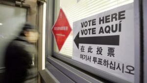 Voting bilingual sign