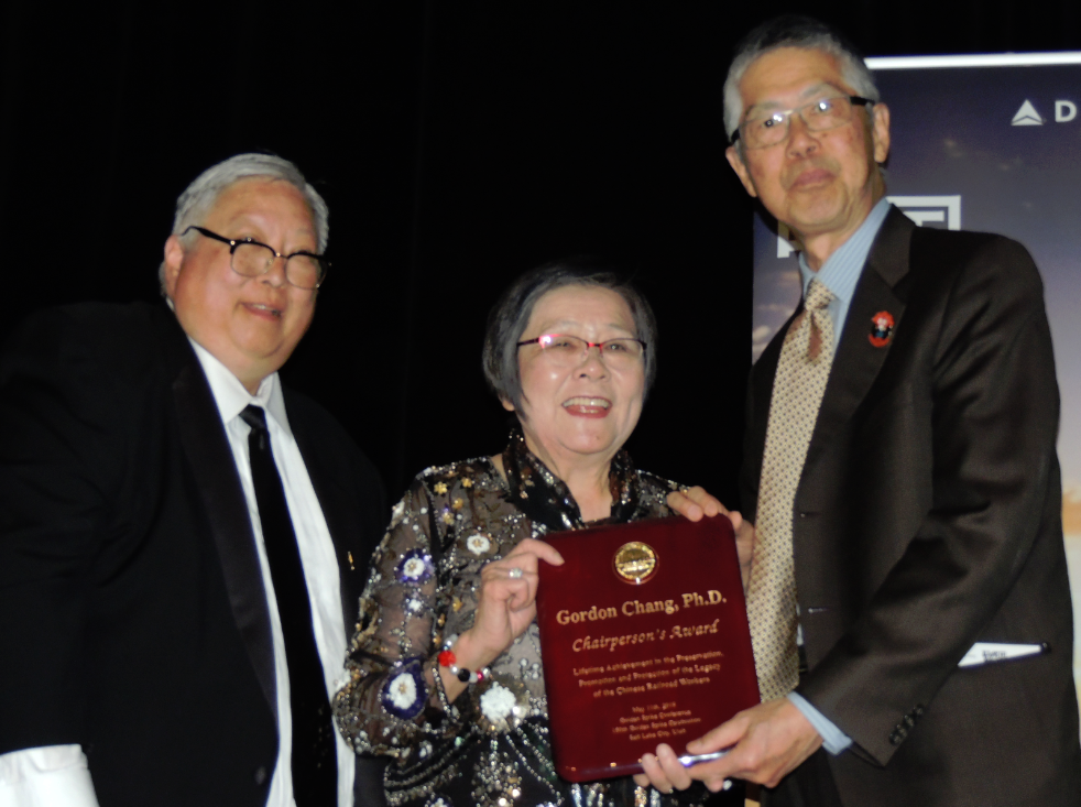 Gordon Chang is honored by Corky Lee is Honored by the Chinese Railroad Workers Descendants Association