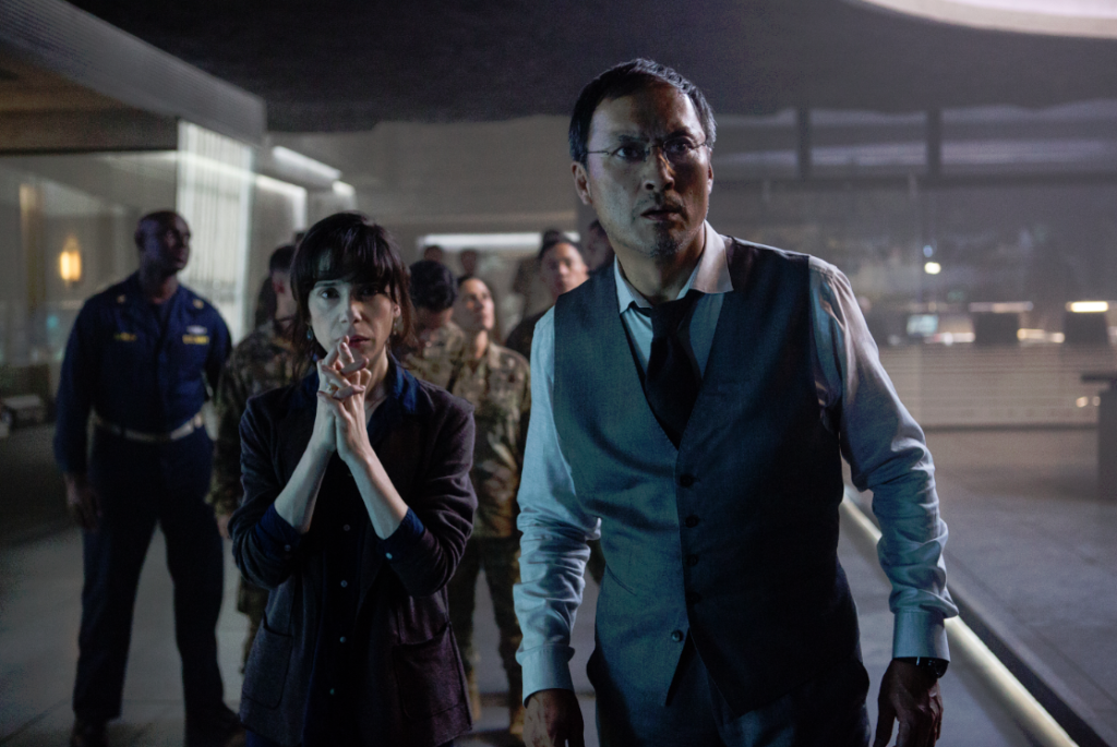 Ken Watanabe and Sally Hawkins in Godzilla, King of the Monsters