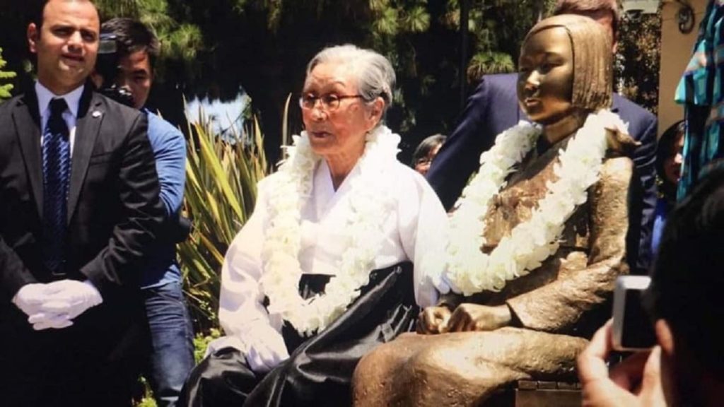 Kim Bok-Dong at Comfort Women Memorial in Glendale, CA