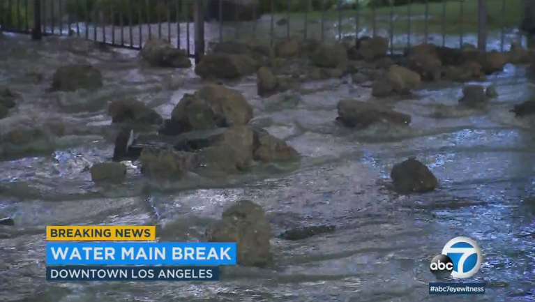 Water main break in LA Chinatown