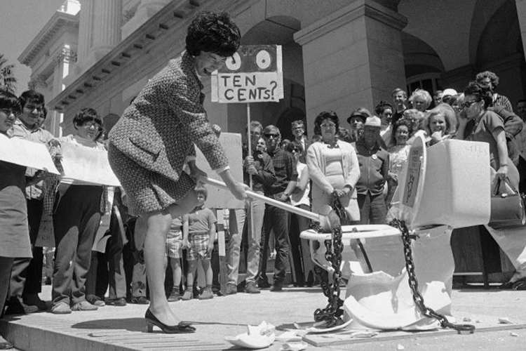 March Fong Eu smashes a toilet in 1974