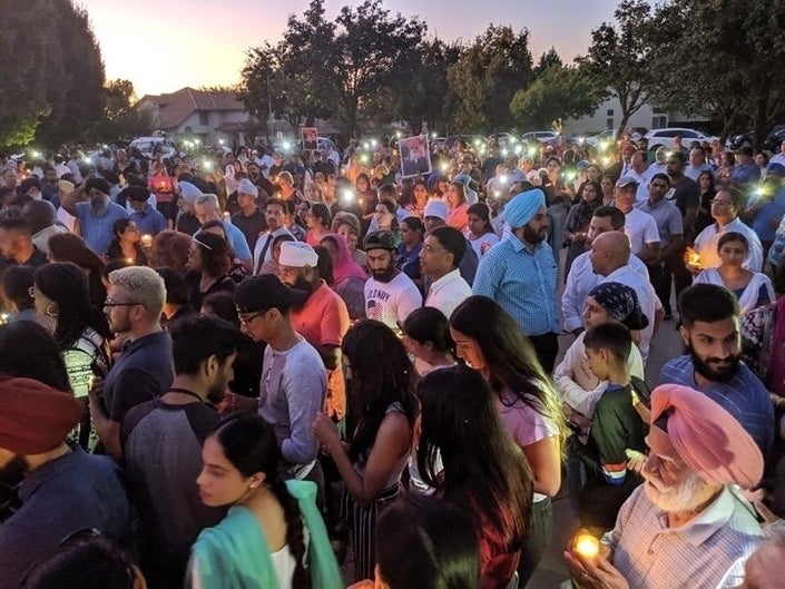Vigil for Parmjit Singh in Tracy, CA 