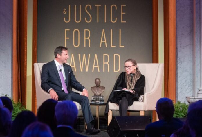 Notorious RGB, Ruth Bader Ginsburg, accepts the LBJ Liberty and Justice for all Award