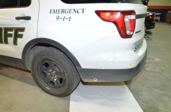 Bullet holes in vehicle of Deputy Sukhdeep Gill