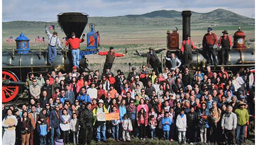 In 2014, Utah, 145th anniversary of the first Transcontinental Railroad, the act of Photographic Justice at Promontory Summit, by Corky Lee.