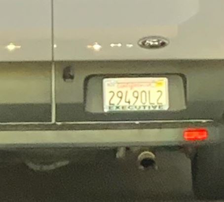 The license plate of the Van driver racist incident on LA freeway