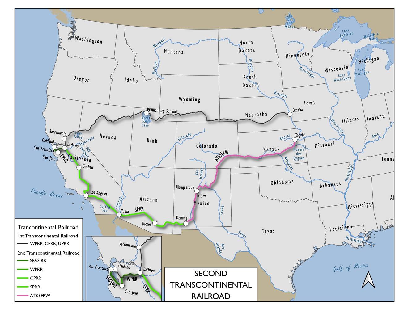 Second Transcontinental Railroad Map 