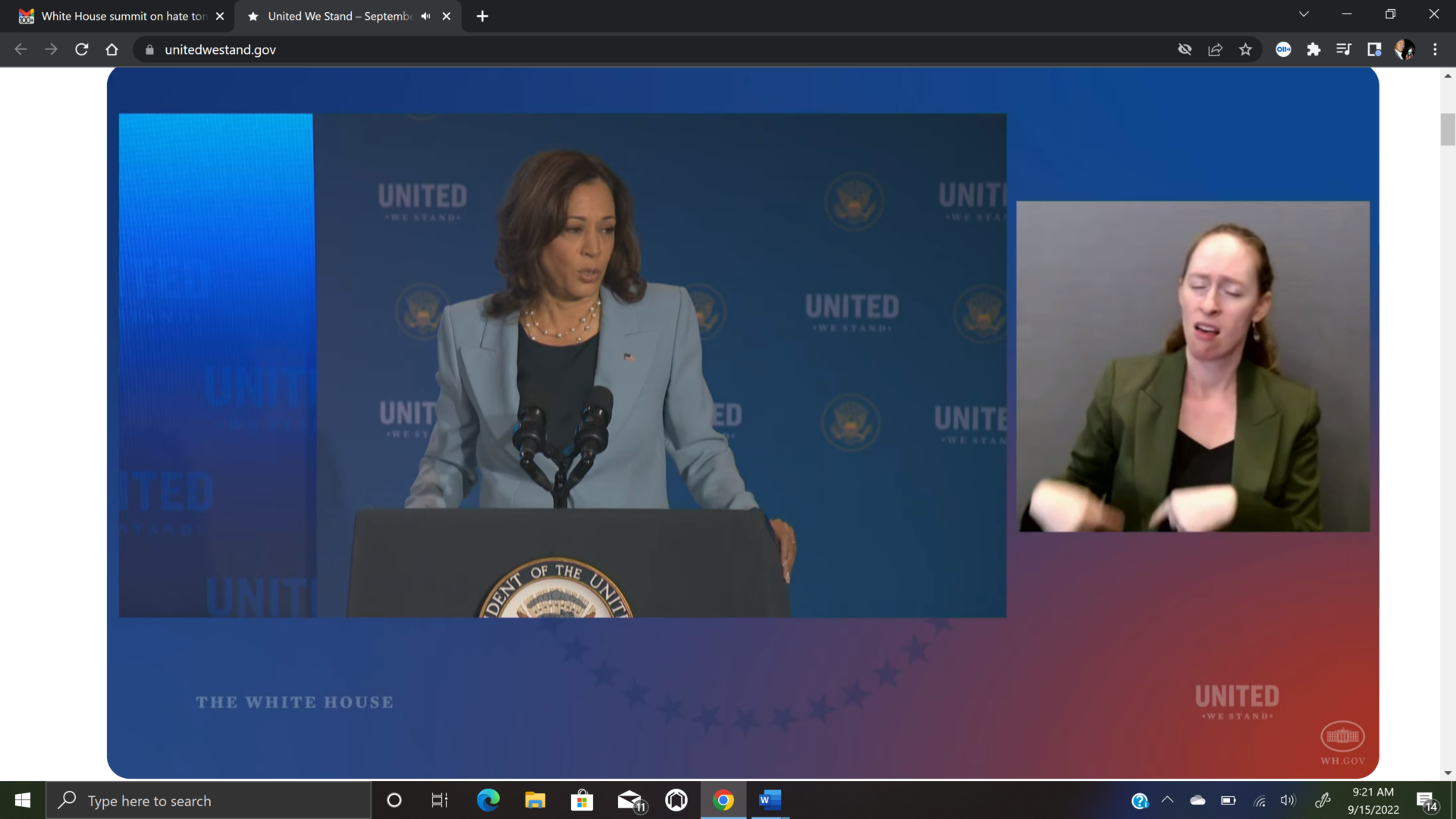 Kamala Harris Kicks Off United We Stand White House Summit On Hate ...