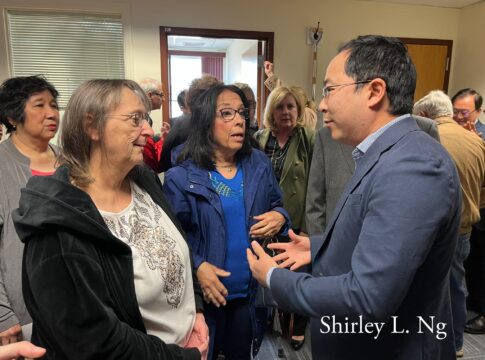Congressman Andy Kim's speaks to his constituents during the ribbing cutting ceremony for his new congressional office in Freehold Boro, NJ. Credit: Shirley L. Ng