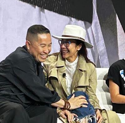 Philip Lim has a laugh with Michelle Yeoh