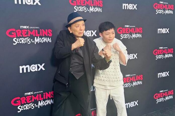 James Hong and Izaac Wang of Gremlins, Secrets of the Mogwai on the red carpet at Los Angeles Asian Pacific Film Festival