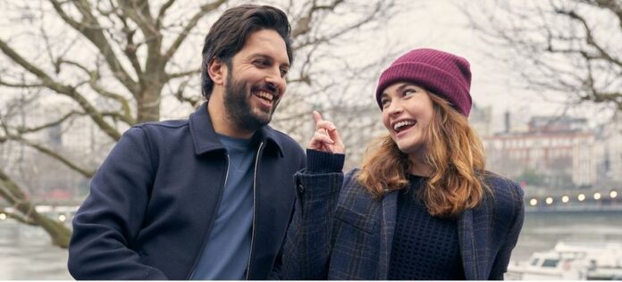 Lily James and Shazad Latif share a moment in What's Love Got to Do With It
