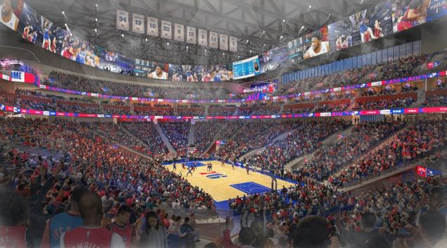 The drawing shows what the inside of the 76er arena would look like 