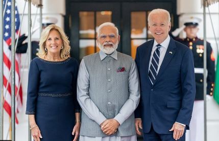 Joe Biden with Jill Biden and India Prime Minister Narendra Modi at the White House