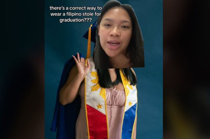 A Filipino stole worn by a graduate displayed the Filipino flag backwards, sparking controversy