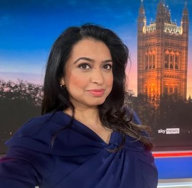 Saima Mohsin profile picture from Twitter with the Tower of London in the background.