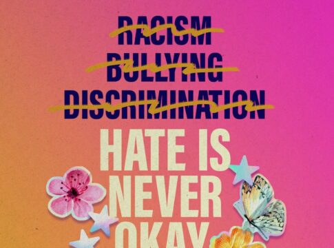 A graphic reads hate is never OK