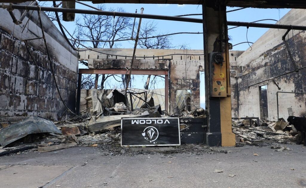 Only a shell remains of a burned out business in Lahaina