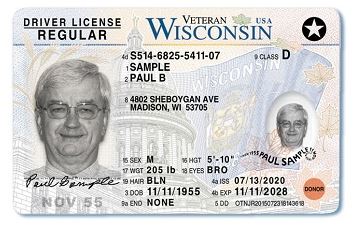 Driver license in Wisconsin lists the veteran status of the cardholder