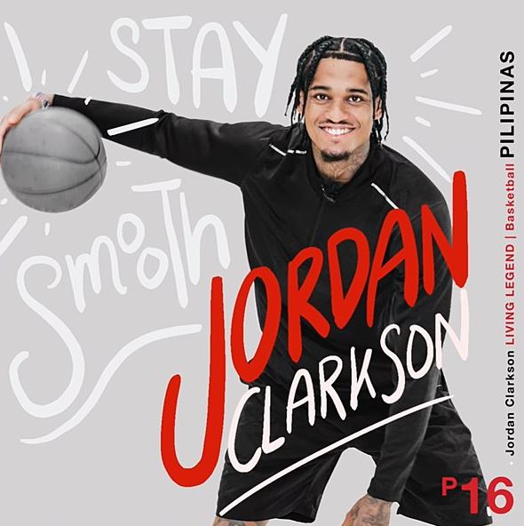 Jordan Clarkson seen here dribbling a basketball is featured on a postage stamp in the Philippines