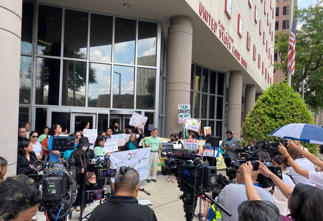 Protesters outside Houston courthouse rally in support of DACA