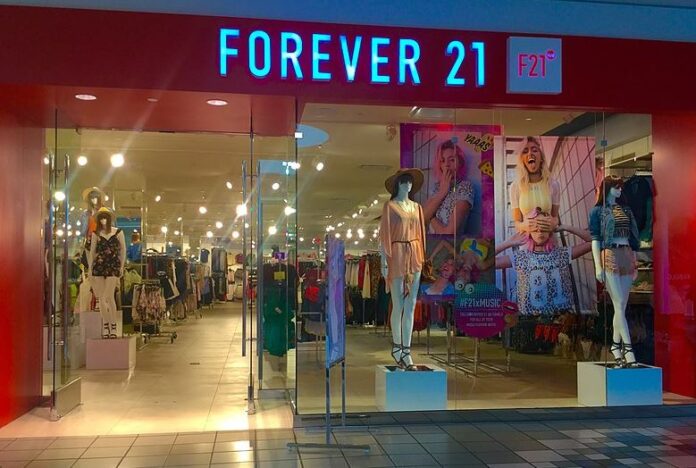 Store exterior of Forever 21 in a mall in Meriden, CT