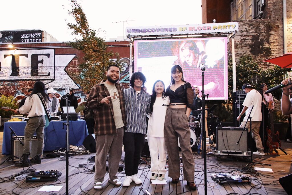 Fil-Am artists of the Bolo Music Group movement at the Oct. 21 edition of Undiscovered SF, from left to right: Ian Santillano, Vince A., Ruby Ibarra, and Ouida. 