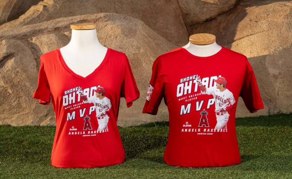 Shohei Ohtani's MVP t-shirts come in both men and women's sizes. 