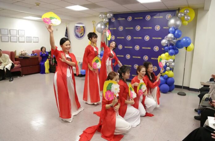 Dancers entertain the crowd at the grand opening of the Vietnamese American Community of Las Vegas