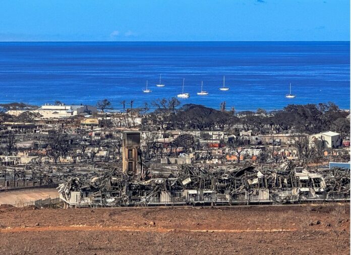 devastation of Lahaina after the August 2023 Maui wildfires