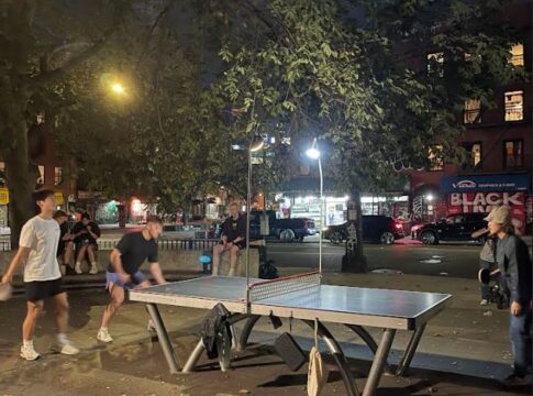 Young people playing ping pong at New York's Seward Park