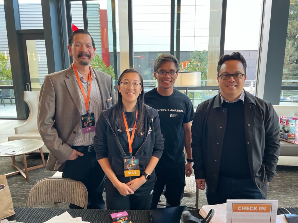 Dave Liu, Kelly Toy, an event volunteer, and Mike Sampiano of Smile Train at the 2023 Silicon Valley Asian Pacific FilmFest (SVAPFF). Courtesy of Kelly Toy, Every Day After, Cleft lip and palate, CLP, cleft affected