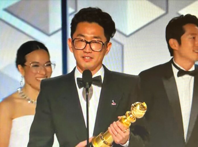 Lee Sung Jin accepts the award for Best Limited Series, Beef , at the Golden Globes