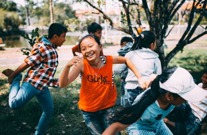 children playing in a school yard