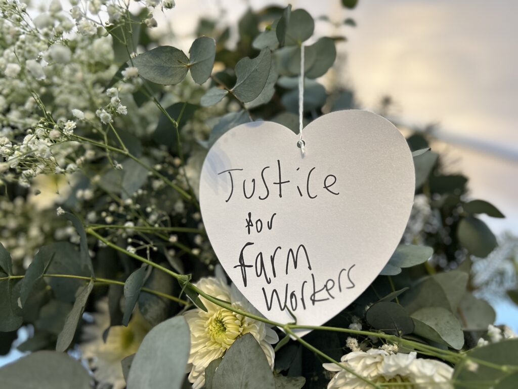 Messages at the Corazón del Campesino Memorial Evening at the Ayudando Latinos a Soñar (ALAS) Casita and Garden at 636 Purissima Street in Half Moon Bay, commemorating last year's shooting on Jan. 23, 2024