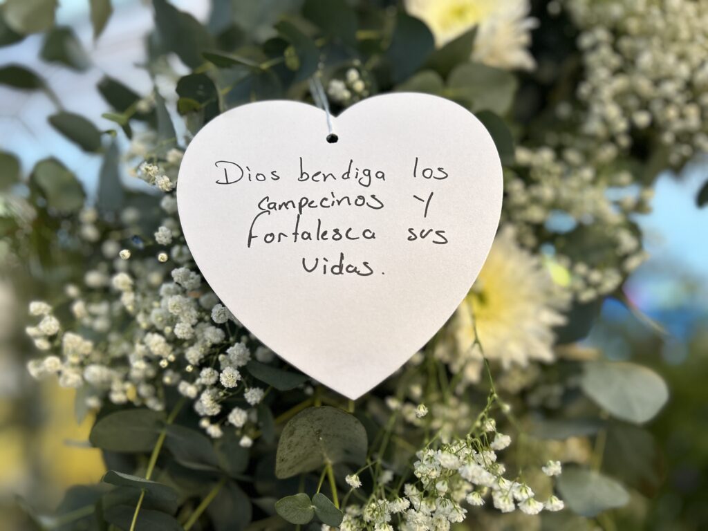 Messages at the Corazón del Campesino Memorial Evening at the Ayudando Latinos a Soñar (ALAS) Casita and Garden at 636 Purissima Street in Half Moon Bay, commemorating last year's shooting on Jan. 23, 2024