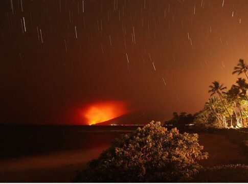 Lahaina burning during the night of August the 8th, from Wailea.