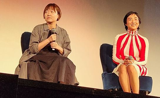 Celine Song, left, and Past Lives star Greta Lee, right, seen in San Francisco as part of a Q&A for Past Lives