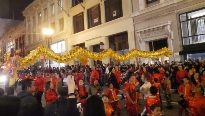 The dragon winds through the streets of San Francisco at the 2024 Chinese New Year Parade