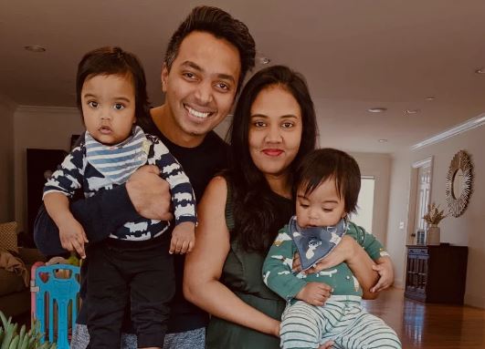 Amand Sujith Henry, (42), Alice Priyanka (40), and their twins Noah and Neithan.