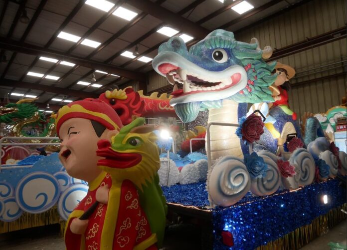 Final preparations are being made to prepare the colorful floats for the Lunar New Year parade in San Francisco