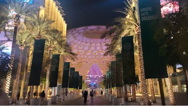 UN Climate Conference 2023. A beautiful evening shot of the Expo in Dubai where the conference was held.