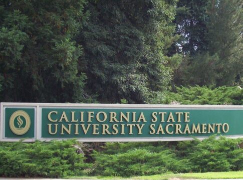 The sign at the main entrance of California State University Sacramento