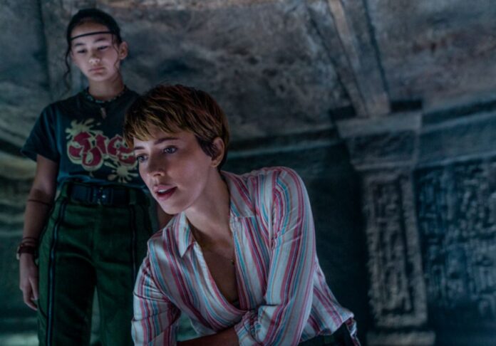(L-r) KAYLEE HOTTLE as Jia and REBECCA HALL as Dr. Ilene Andrews in Warner Bros. Pictures and Legendary Pictures’ action adventure “GODZILLA x KONG: THE NEW EMPIRE,”